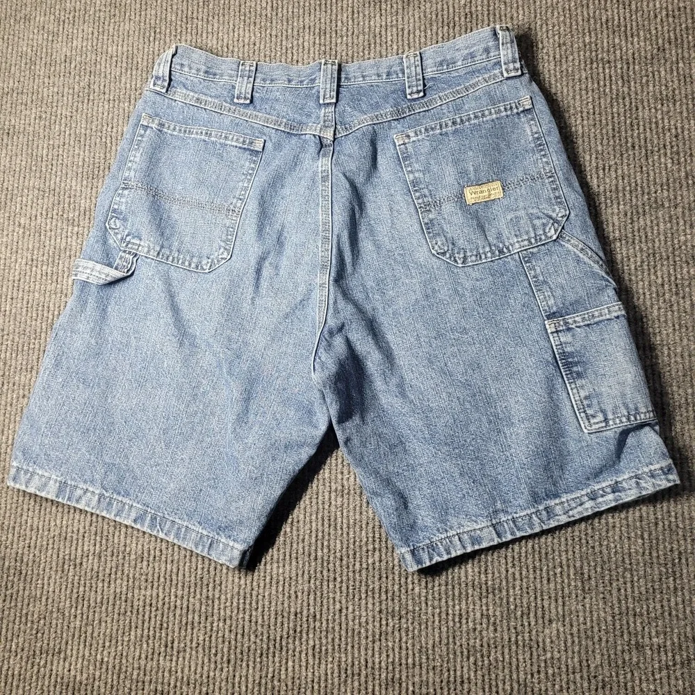 2 Pair Wrangler Carpenter Shorts‎ Denim Size 36 Men Blue Jean Shorts Work Wear